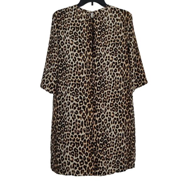 Equipment Aubrey Leopard Print 100% Silk Shift Dress Size Small Pockets Keyhole - Picture 6 of 9
